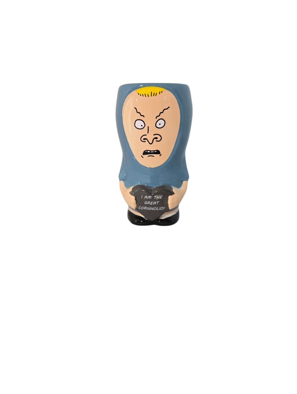 Zak Designs Beavis Chibi Mug Blue Cartoon Face Ceramic Figurine Accent.